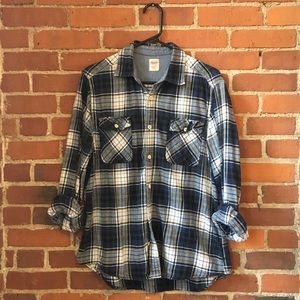 Blue Black Plaid Flannel Shirt Mossimo Size M